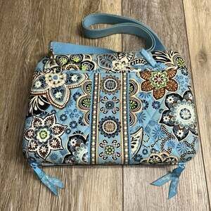 Vera Bradley Tablet Quilted Book Computer Bag Hard Shell Case Java Blue Brown